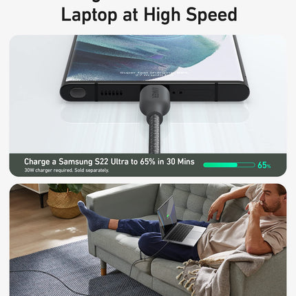 Anker <b>543</b> USB C to USB C Cable (240W, 10 ft) Black