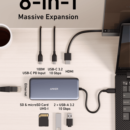 Anker <b>555</b> USB - C Hub (8 - in - 1) Black