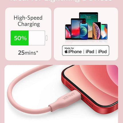 Anker <b>641</b> USB - C to Lightning Cable (Flow, 3 ft Silicone) 3ft