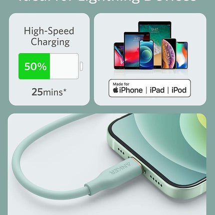 Anker <b>641</b> USB - C to Lightning Cable (Flow, 3 ft Silicone) 3ft