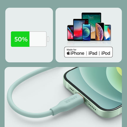 Anker <b>641</b> USB - C to Lightning Cable (Flow, 3 ft Silicone) 6ft