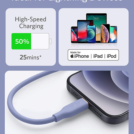 Anker <b>641</b> USB - C to Lightning Cable (Flow, 3 ft Silicone) 3ft