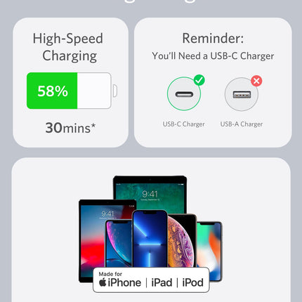 Anker <b>641</b> USB - C to Lightning Cable (Flow, Silicone) 6ft