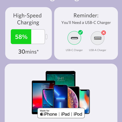 Anker <b>641</b> USB - C to Lightning Cable (Flow, Silicone) 3ft