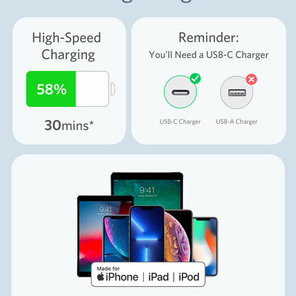 Anker <b>641</b> USB - C to Lightning Cable (Flow, Silicone) 6ft