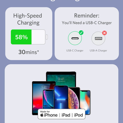 Anker <b>641</b> USB - C to Lightning Cable (Flow, Silicone) 6ft