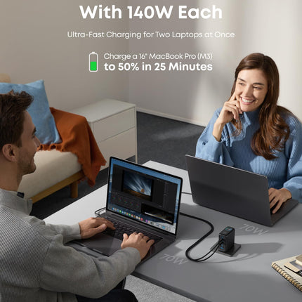 Anker Charger (140W, 4 - Port, PD 3.1) with USB - C Cable Dark Gray