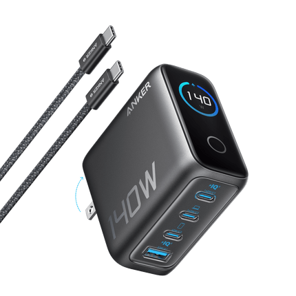 Anker Charger (140W, 4 - Port, PD 3.1) with USB - C Cable Dark Gray