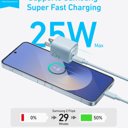 Anker Charger (25W, Compact) Misty Blue