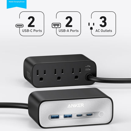 Anker Charging Station (7 - in - 1, 100W) Black Stone