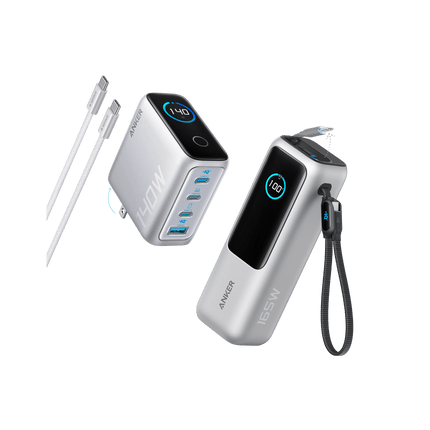 Anker Laptop Power Bank 25K 165W Built - In CablesSilver Power Bank + Charger | 1 - Pack Each15