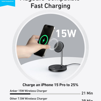 Anker MagGo Wireless Charger (2 - in - 1 Stand) BOABlack Stone8