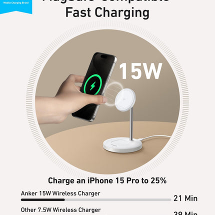 Anker MagGo Wireless Charger (2 - in - 1 Stand) BOAShell White2