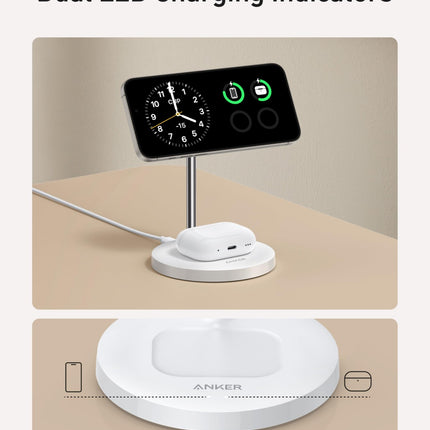 Anker MagGo Wireless Charger (2 - in - 1 Stand) BOAShell White3