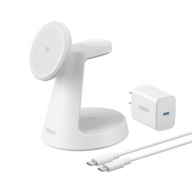 Anker MagGo Wireless Charging Station (3 - in - 1, Dock Stand)Aurora White8