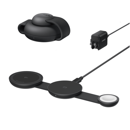 Anker MagGo Wireless Charging Station (3 - in - 1, Foldable Pad) Black Stone
