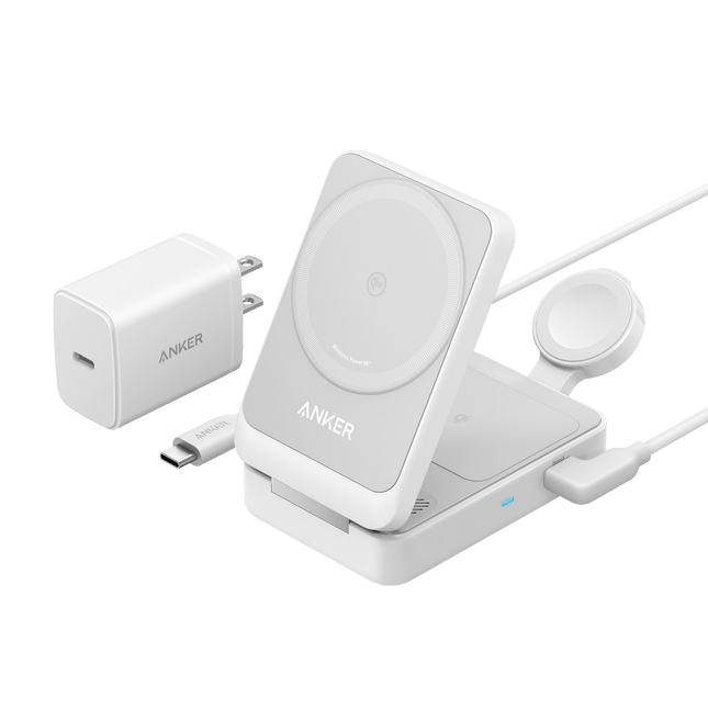 Anker MagGo Wireless Charging Station (Foldable 3 - in - 1) Shell White