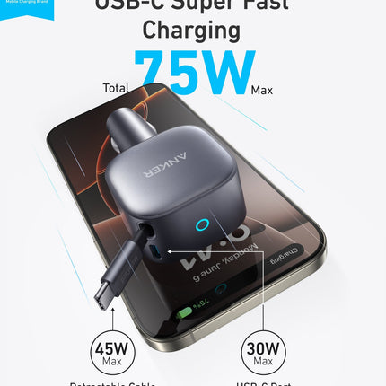 Anker Nano 75W Car Charger USB - C Dual Port2