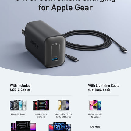 Anker Nano Charger (100W) with USB - C Cable Shell White