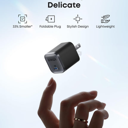 Anker Nano Charger (45W) with USB - C to USB - C Cable Black