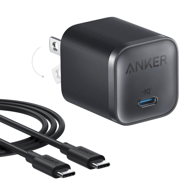 Anker Nano Charger (45W) with USB - C to USB - C Cable Black