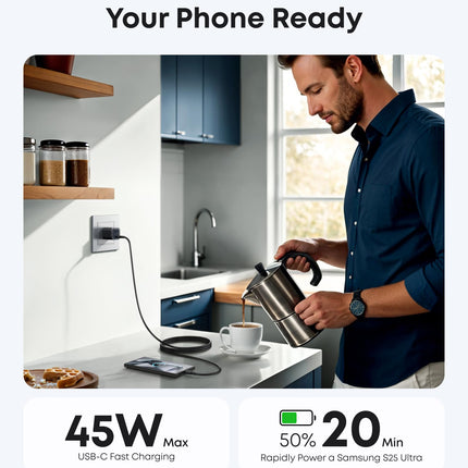 Anker Nano Charger (45W) with USB - C to USB - C Cable Black