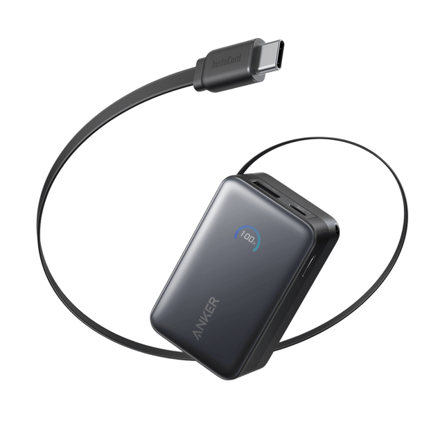 Anker Nano Power Bank (10K, 45W, Built - In Retractable USB - C Cable)Black8