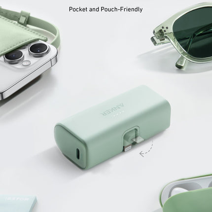 Anker Nano Power Bank (12W, Built - In Lightning Connector) Mint Green