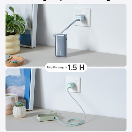 Anker Nano Power Bank (30W, Built - In USB - C Cable)Shell White11
