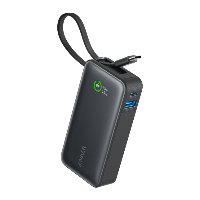 Anker Nano Power Bank (30W, Built - In USB - C Cable) Black Stone