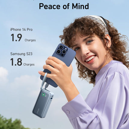 Anker Nano Power Bank (30W, Built - In USB - C Cable)Ice Lake Blue16