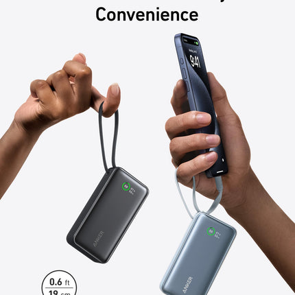 Anker Nano Power Bank (30W, Built - In USB - C Cable)Ice Lake Blue15