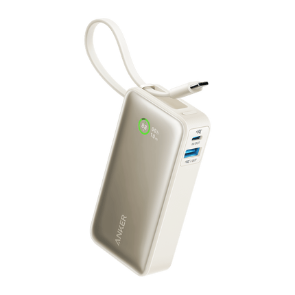 Anker Nano Power Bank (30W, Built - In USB - C Cable)Shell White7