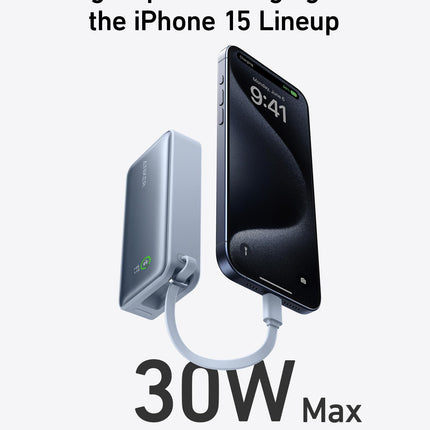 Anker Nano Power Bank (30W, Built - In USB - C Cable)Ice Lake Blue14