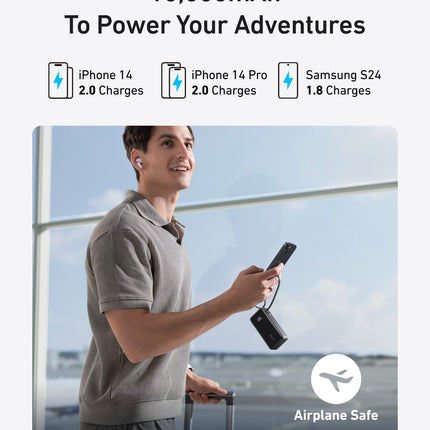 Anker Power Bank (10K, Fusion, Built - In Cable) Built - In Lightning Cable