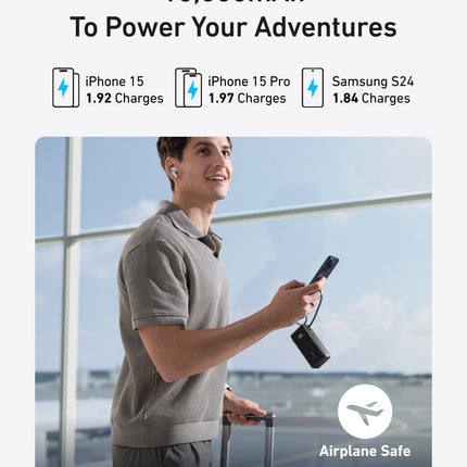 Anker Power Bank (10K, Fusion, Built - In Cable) Built - In USB - C Cable