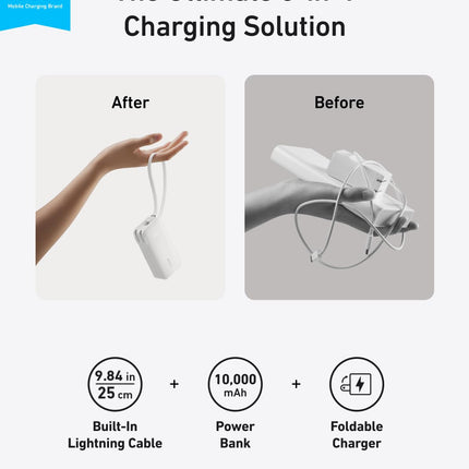 Anker Power Bank (10K, Fusion, Built - In Cable) Built - In Lightning Cable
