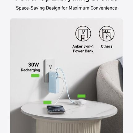 Anker Power Bank (10K, Fusion, Built - In Cable) Built - In Lightning Cable