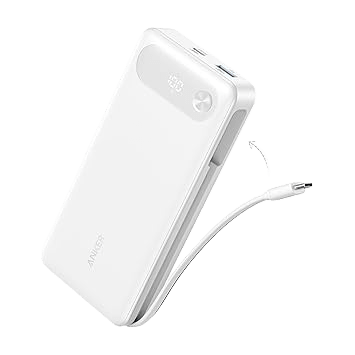 Anker Power Bank (20K, 87W, Built - In USB - C Cable)White7