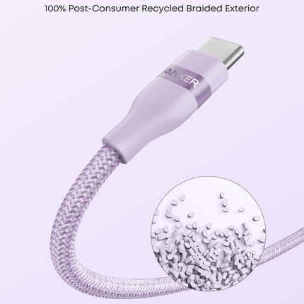 Anker USB - A to USB - C Cable (3 ft/6 ft, Upcycled - Braided) Violet