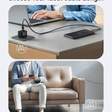 Anker USB - A to USB - C Cable (3 ft/6 ft, Upcycled - Braided) Black