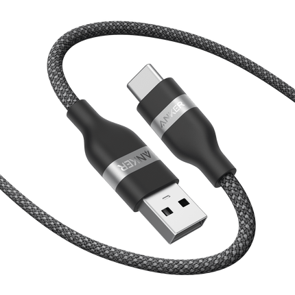 Anker USB - A to USB - C Cable (3 ft/6 ft, Upcycled - Braided) Black