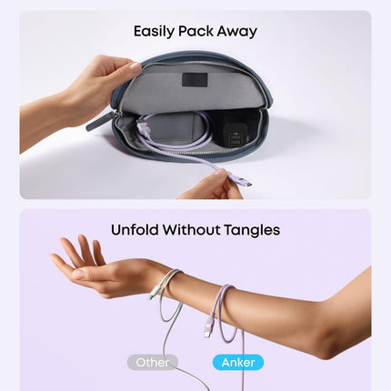 Anker USB - A to USB - C Cable (3 ft/6 ft, Upcycled - Braided) Violet