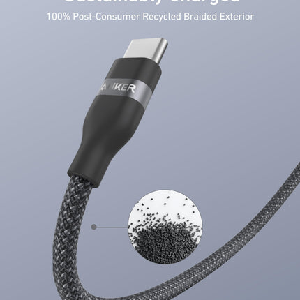 Anker USB - A to USB - C Cable (3 ft/6 ft, Upcycled - Braided) Black