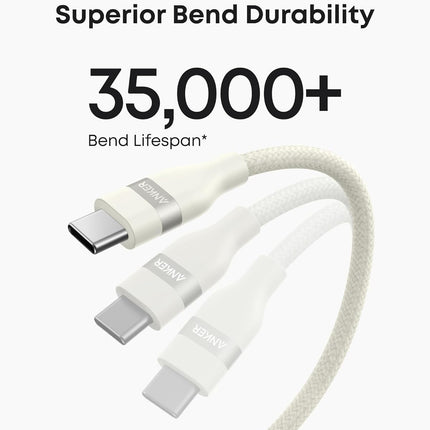Anker USB - A to USB - C Cable (3 ft/6 ft, Upcycled - Braided) White
