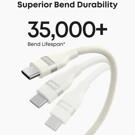 Anker USB - A to USB - C Cable (3 ft/6 ft, Upcycled - Braided) White