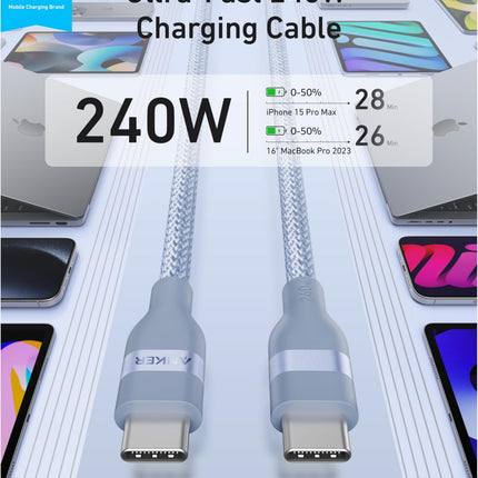 Anker 240W USB - C Cable Upcycled Braided 3ft 6ft USB - IF Certified6 ft33