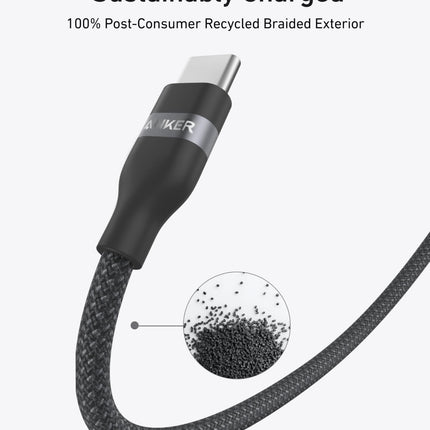Anker 240W USB-C Cable Upcycled Braided 6ft coil