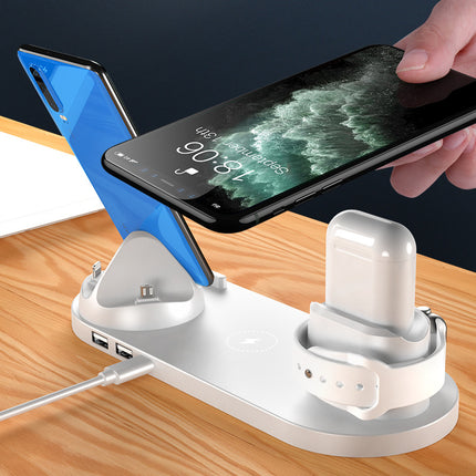 6-in-1 wireless charging station – white with phone stand