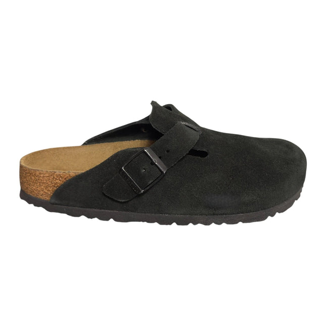 Birkenstock Boston Soft Footbed Clog Suede Unisex - Black Regular/Wide